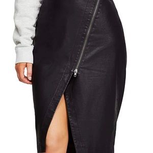 Free People Womens Faux Leather Wrap Midi Skirt